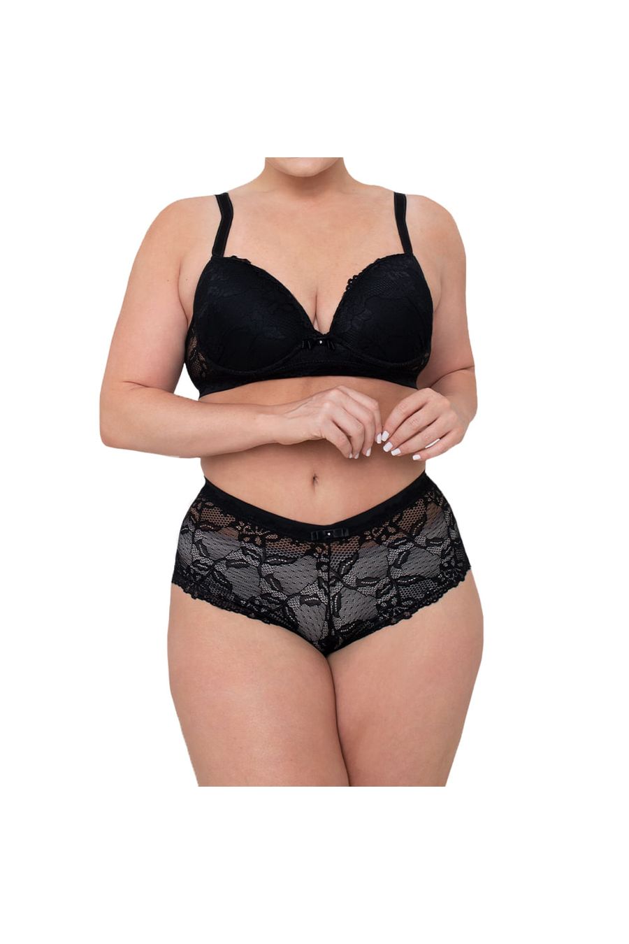 Conjunto Bojo Plus Size Poliamida Renda Caleçon