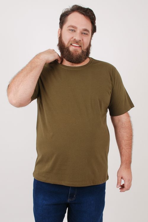 Camiseta básica masculina plus size verde musgo
