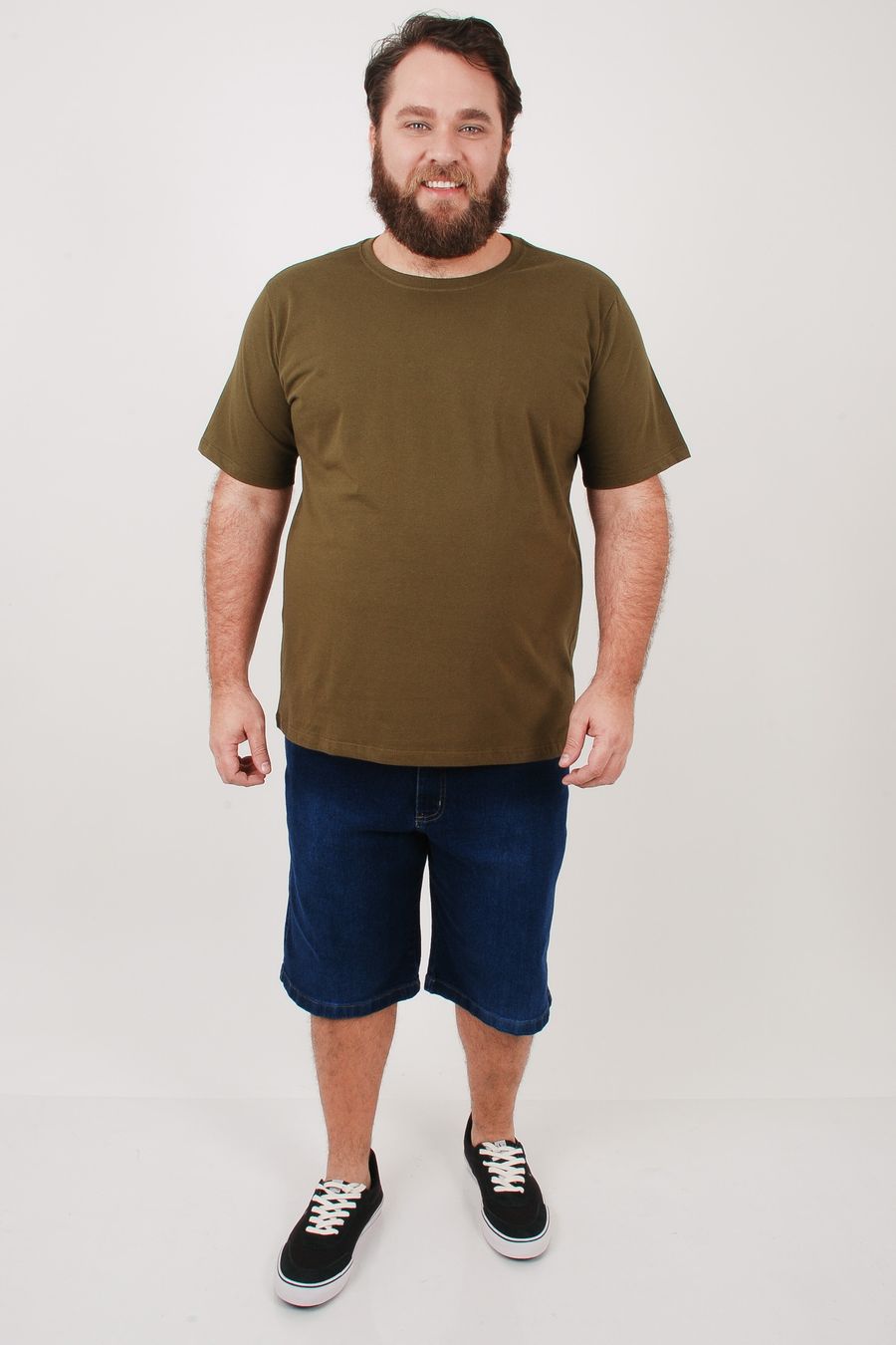 Camiseta básica masculina plus size verde musgo