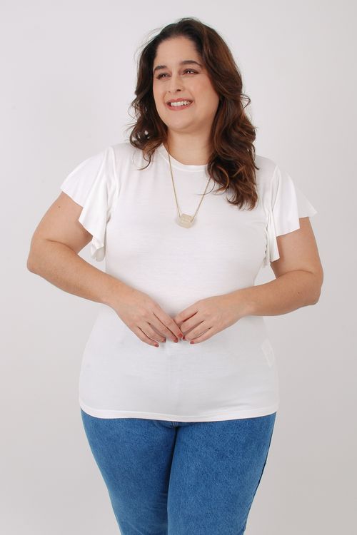 Blusa malha lisa manga solta  off white