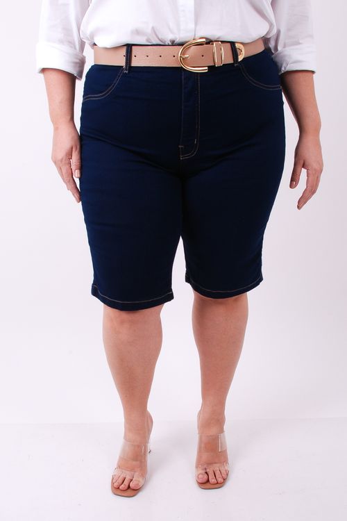 Bermuda ciclista jeans com elastano feminina jeans blue