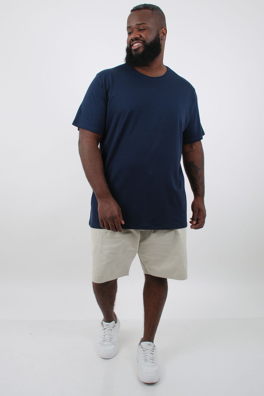 Camiseta malha poliamida manga curta masculina azul marinho
