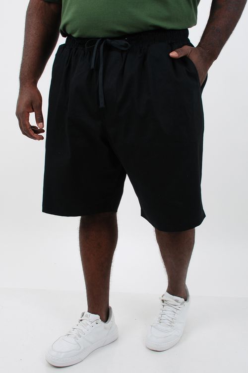 Bermuda masculina sarja lisa com elastano preto