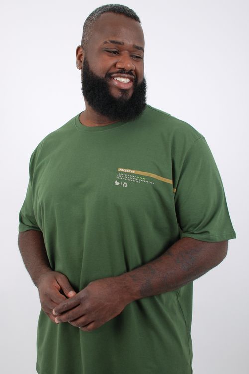 Camiseta masculina manga curta malha estampa preserve verde