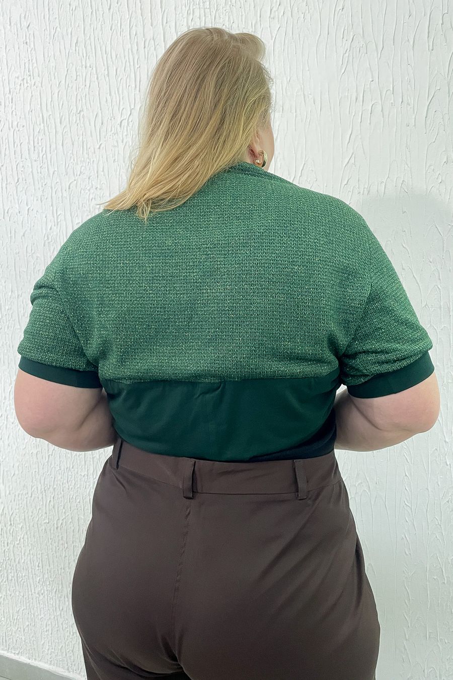Bolero visco com lurex verde militar