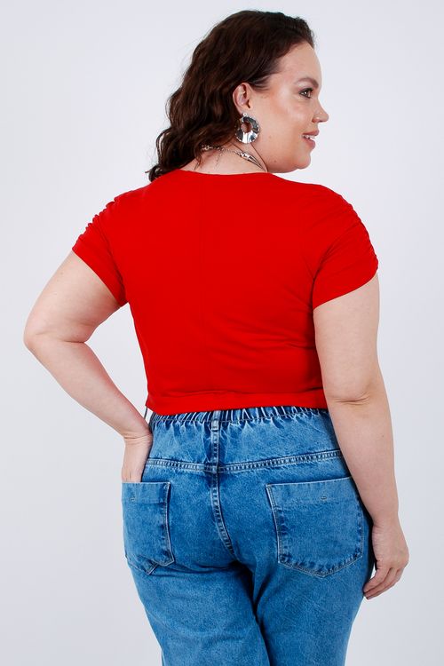 Bolero com franzido na manga vermelho