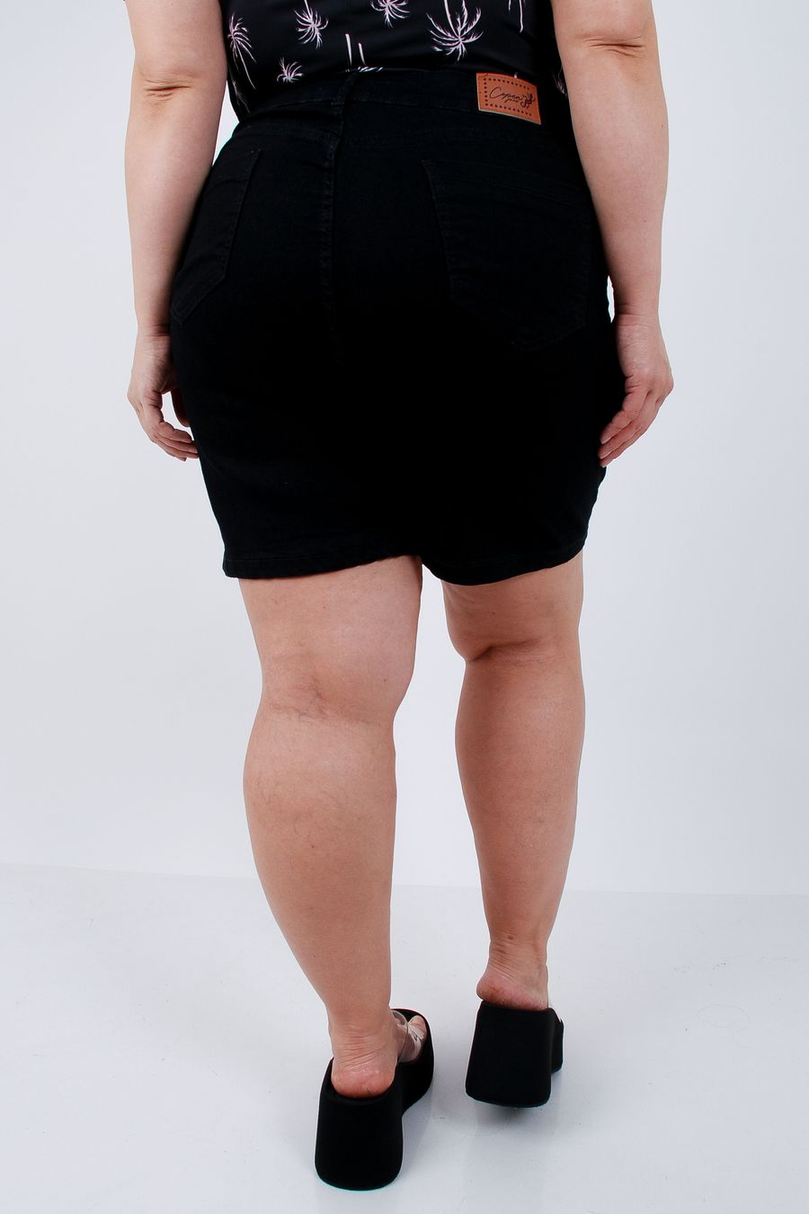 Bermuda ciclista black jeans plus size jeans black