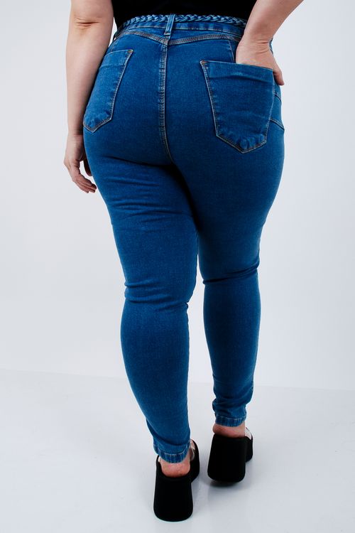 Calça skinny jeans detalhe cós jeans blue