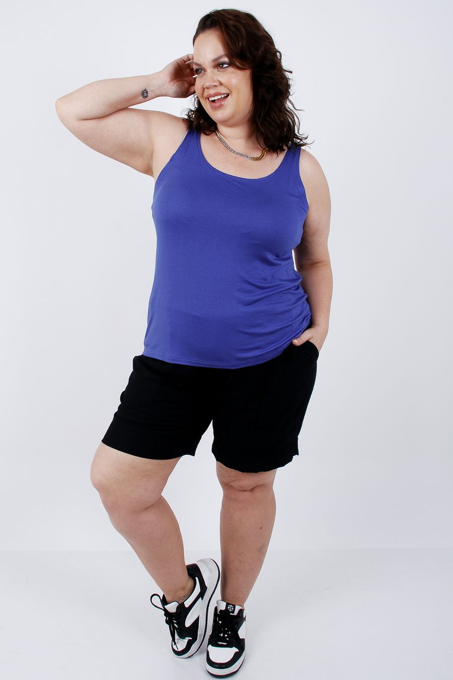 Regata de viscolycra básica plus size azul