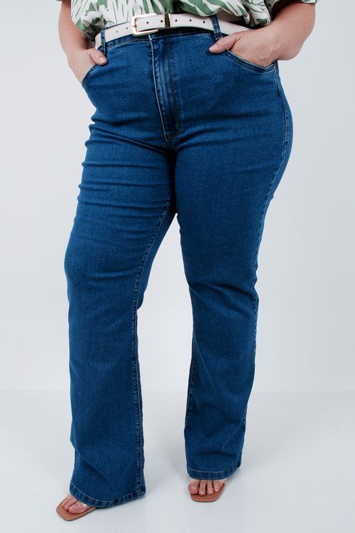 Calça flare jeans com elastano jeans blue