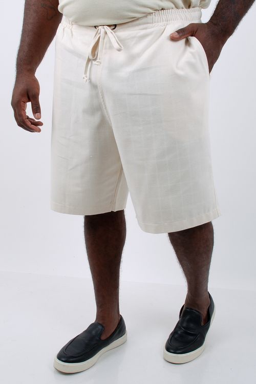 Bermuda masculina sarja estampada cós elástico bege