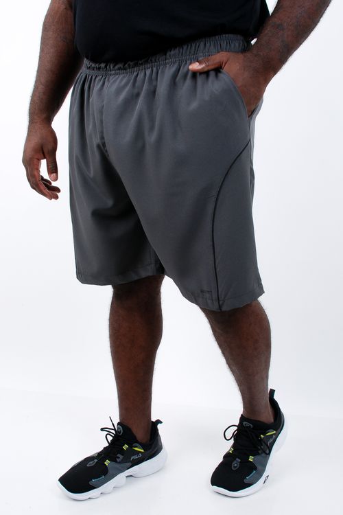 Bermuda masculina esportiva com vivo e detalhes contrastantes  cinza chumbo