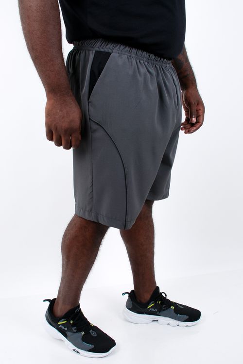 Bermuda masculina esportiva com vivo e detalhes contrastantes  cinza chumbo
