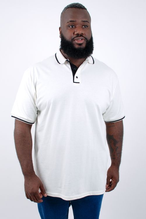 Camisa polo masculina manga curta com detalhes contrastantes off white