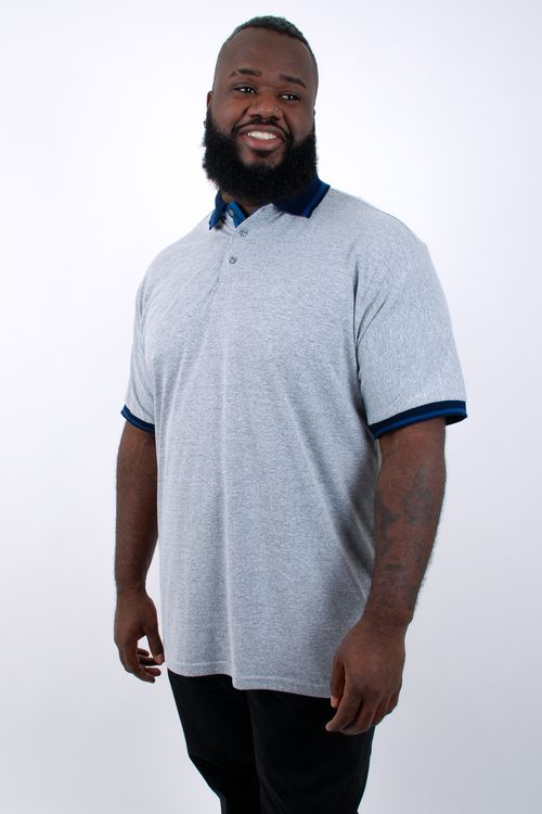 Camisa polo masculina manga curta malha mescla cinza chumbo