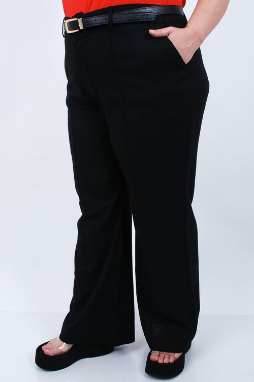 Calça estilo alfaiataria em tecido com linho preto