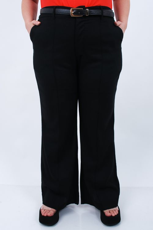 Calça estilo alfaiataria em tecido com linho preto