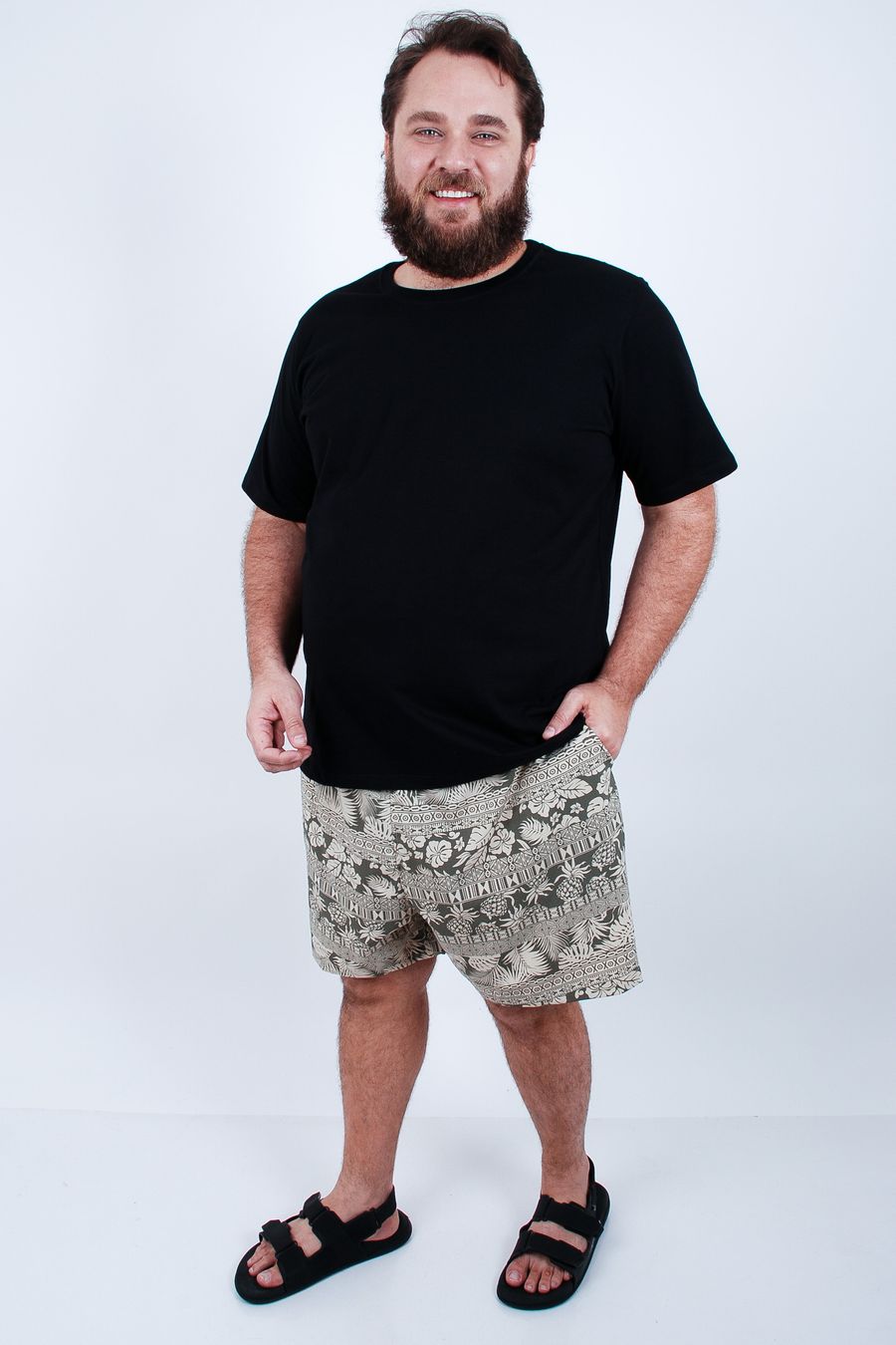Short estampada com elastano plus size verde
