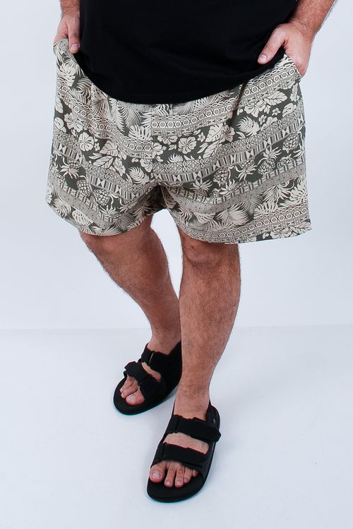 Short estampada com elastano plus size verde