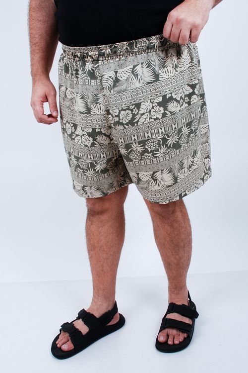 Short estampada com elastano plus size verde