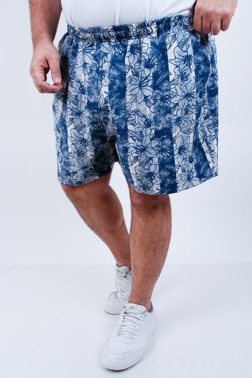 Short estampada com elastano plus size azul claro