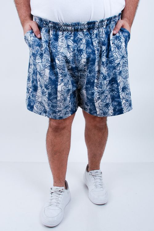 Short estampada com elastano plus size azul claro