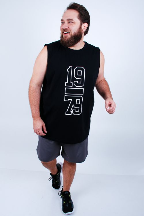 Regata masculina em meia malha com numeral preto