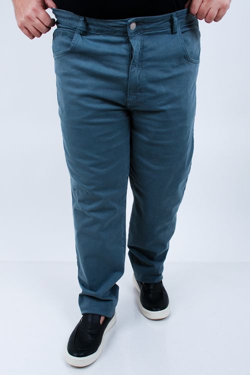 Calça reta em sarja com elastano tamanho extra cinza chumbo