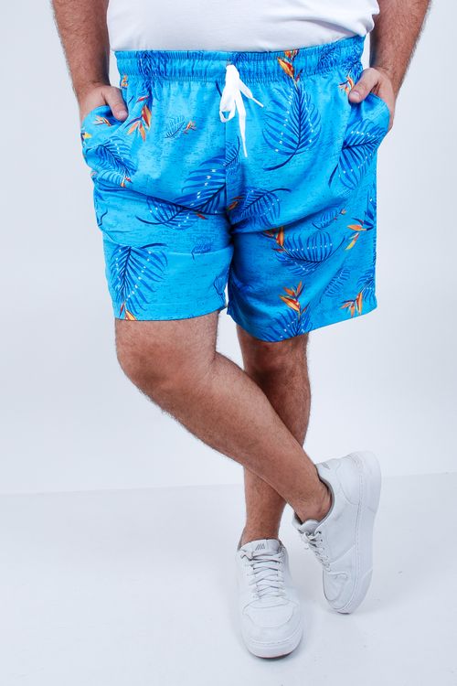 Bermuda d'agua estampada masculina azul