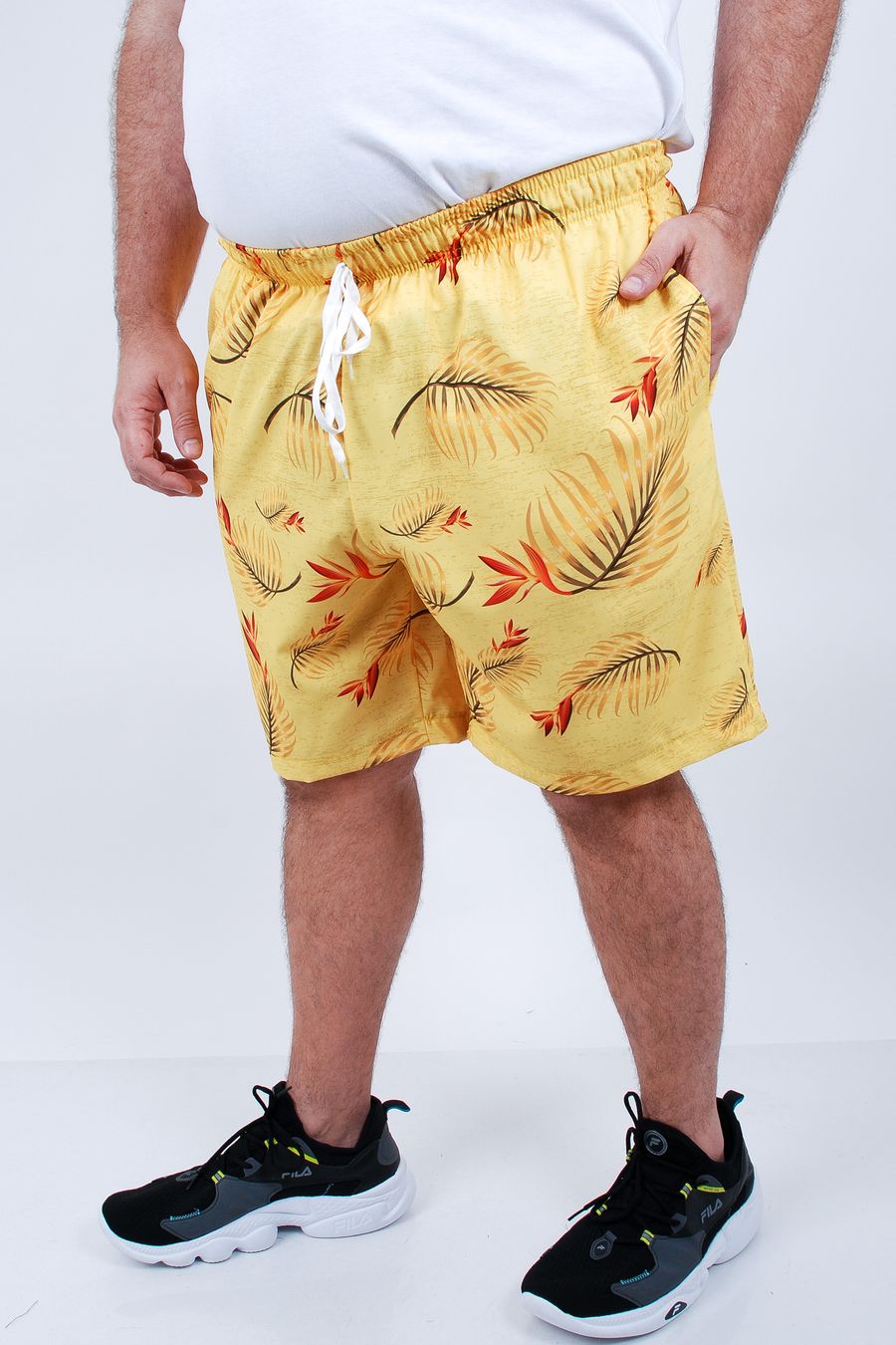 Bermuda d'agua estampada masculina amarelo
