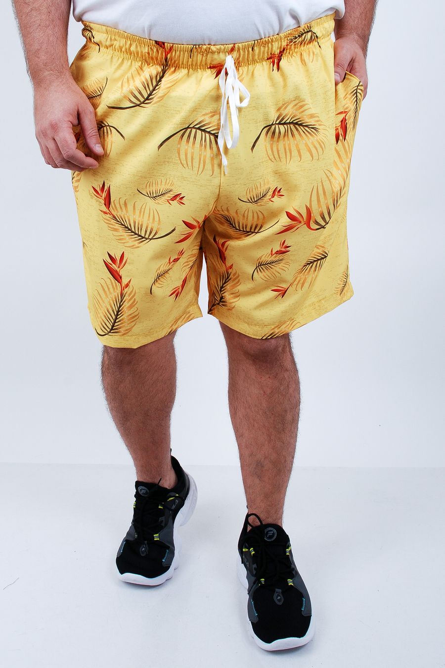 Bermuda d'agua estampada masculina amarelo