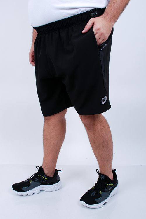 Bermuda esportiva com detalhe nas laterais preto