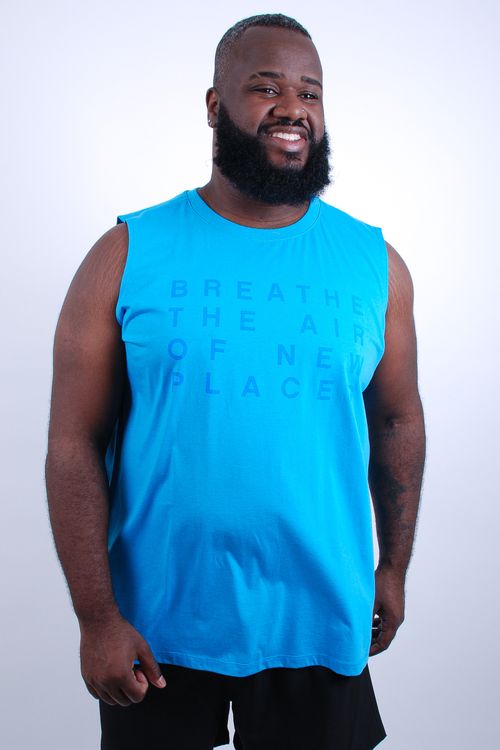 Regata meia malha estampa lettering ' new places' azul