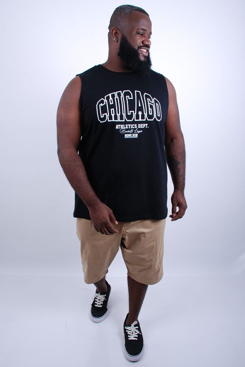 Regata meia malha estampa lettering 'chicago'  preto