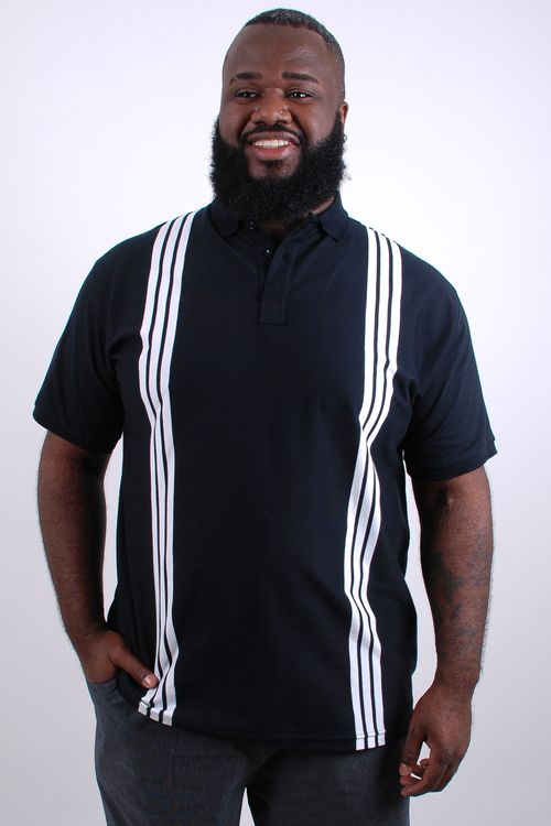 Camisa polo masculina listras verticais preto