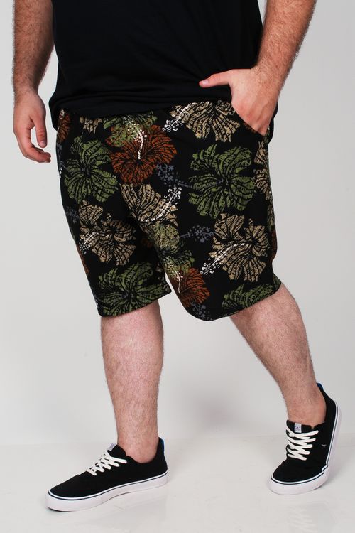 Bermuda estampada com elastano plus size verde