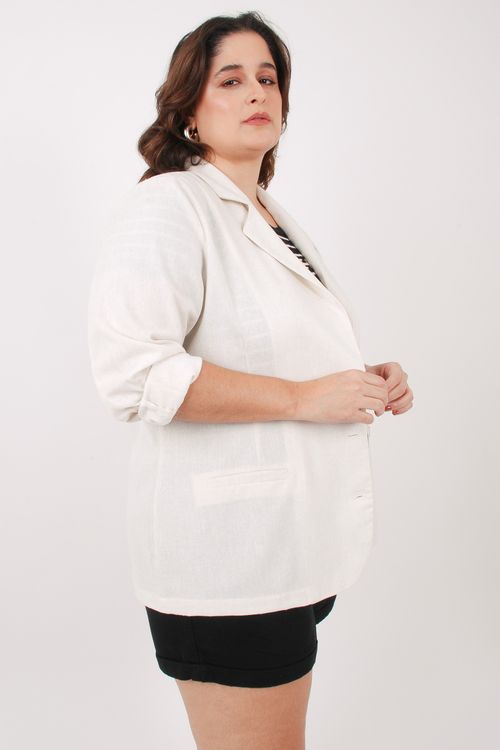 Blazer feminino em tecido com linho bege
