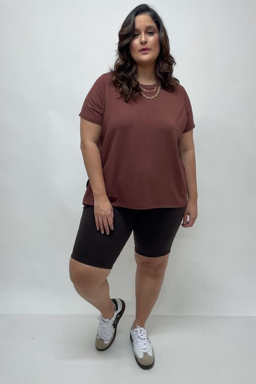 Bermuda fitness básica plus size marrom