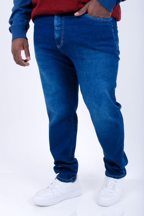 Calça reta jeans lavado masculina jeans blue