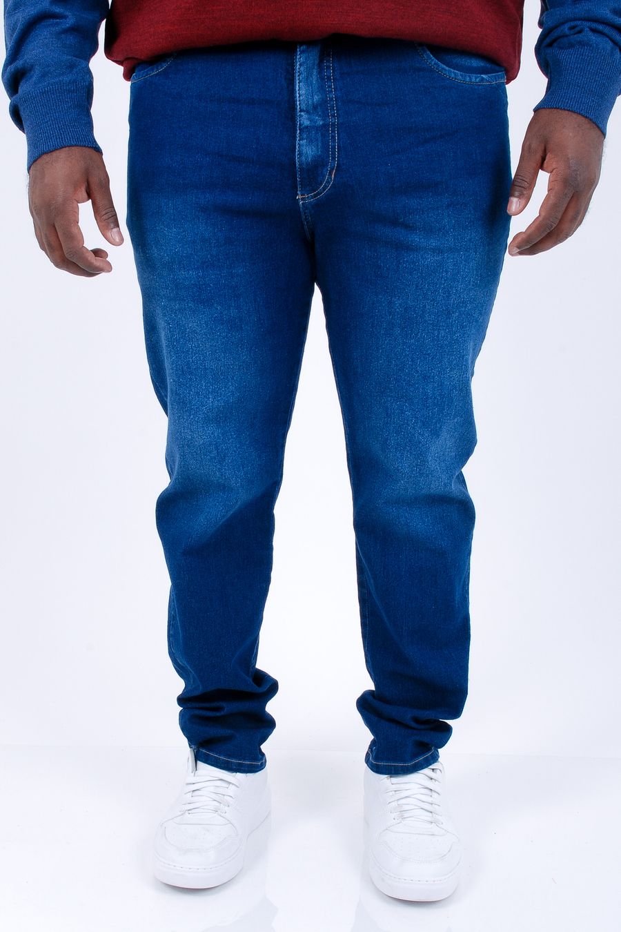Calça reta jeans lavado masculina jeans blue