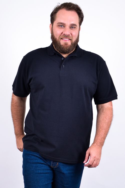 Camisa polo piquet básica masculina plus size preto
