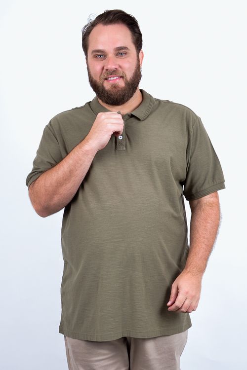 Camisa polo masculina manga curta malha flamê verde militar