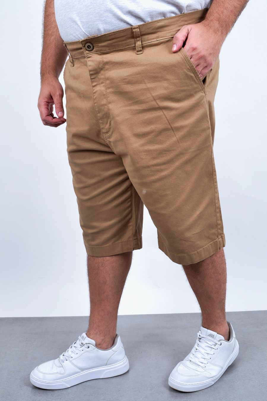Bermuda color confort básica plus size  bege