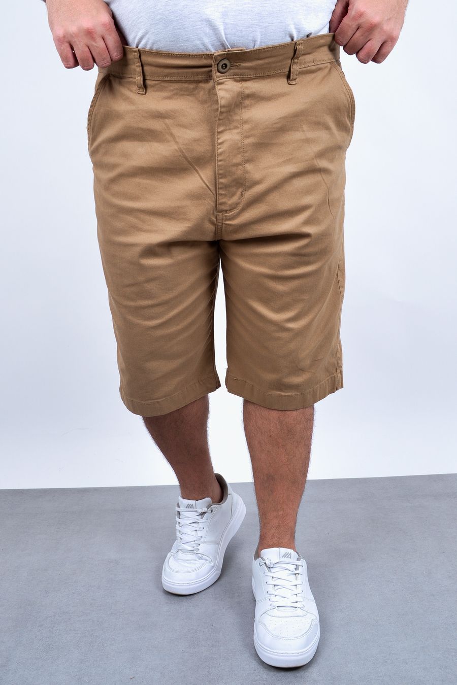 Bermuda color confort básica plus size  bege
