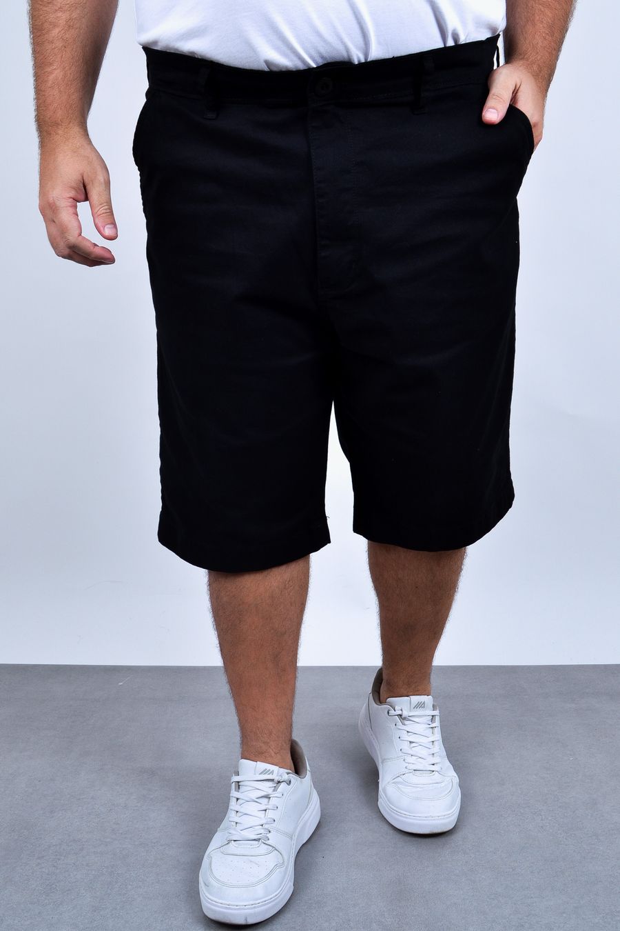 Bermuda color confort básica plus size preto