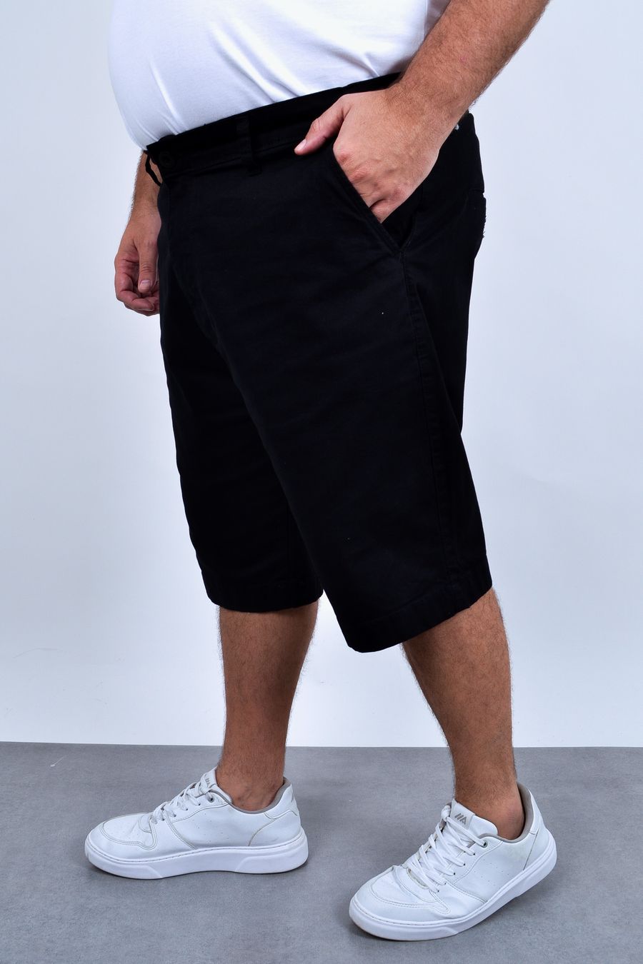 Bermuda color confort básica plus size preto