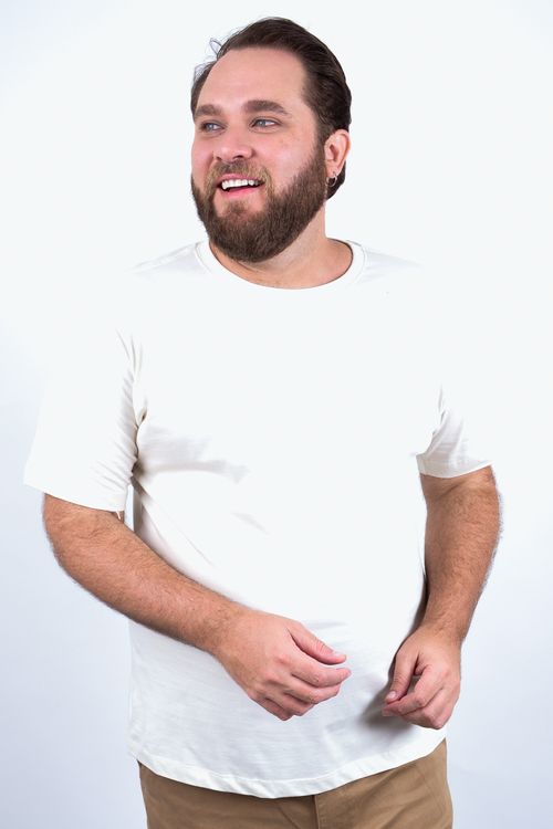 Camiseta básica masculina plus size bege