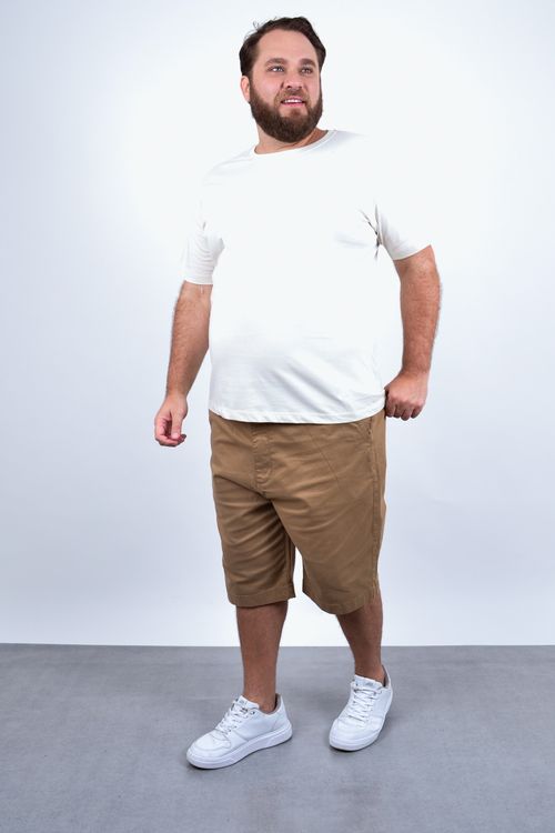 Camiseta básica masculina plus size bege