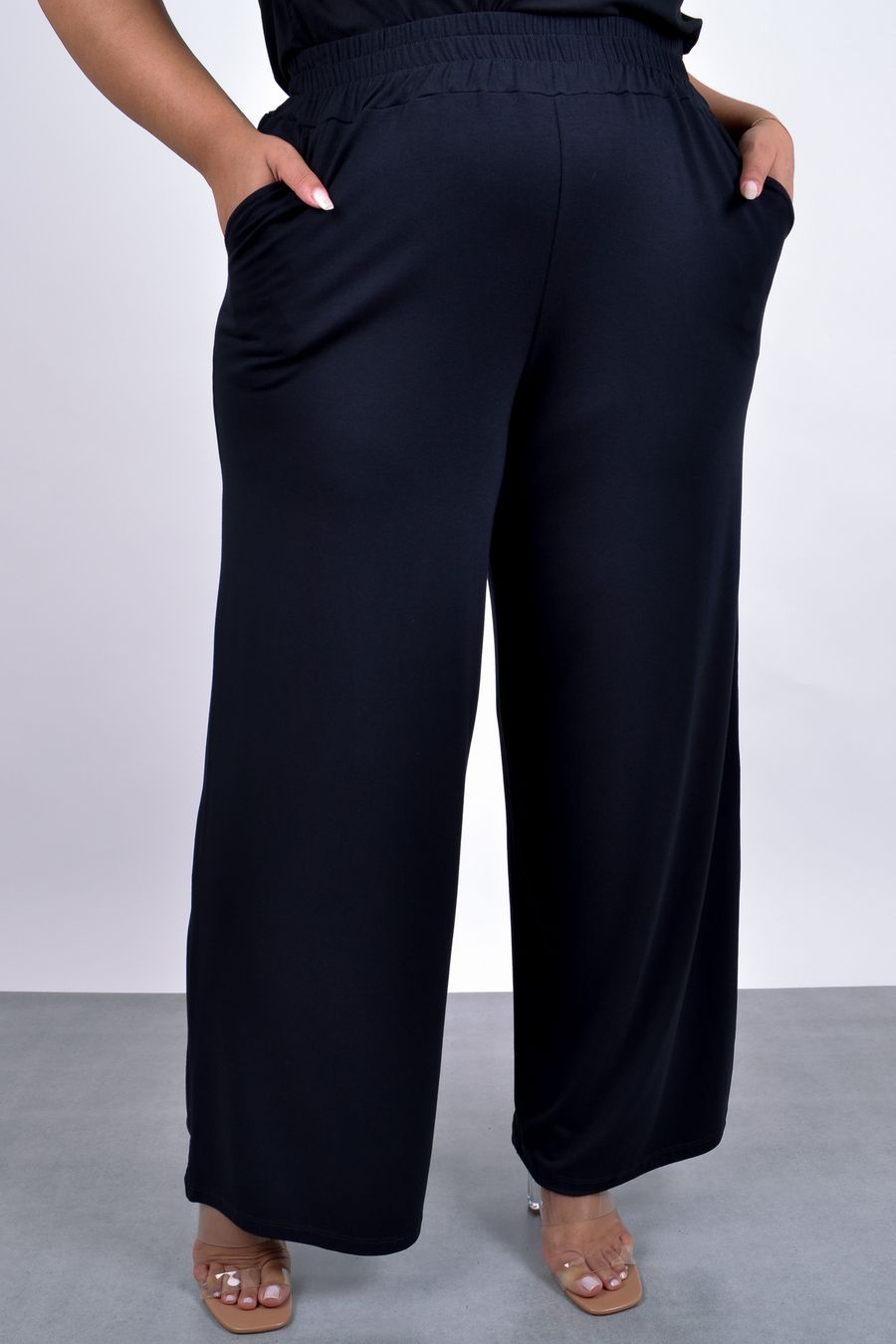 Calça pantalona cós com elástico preto