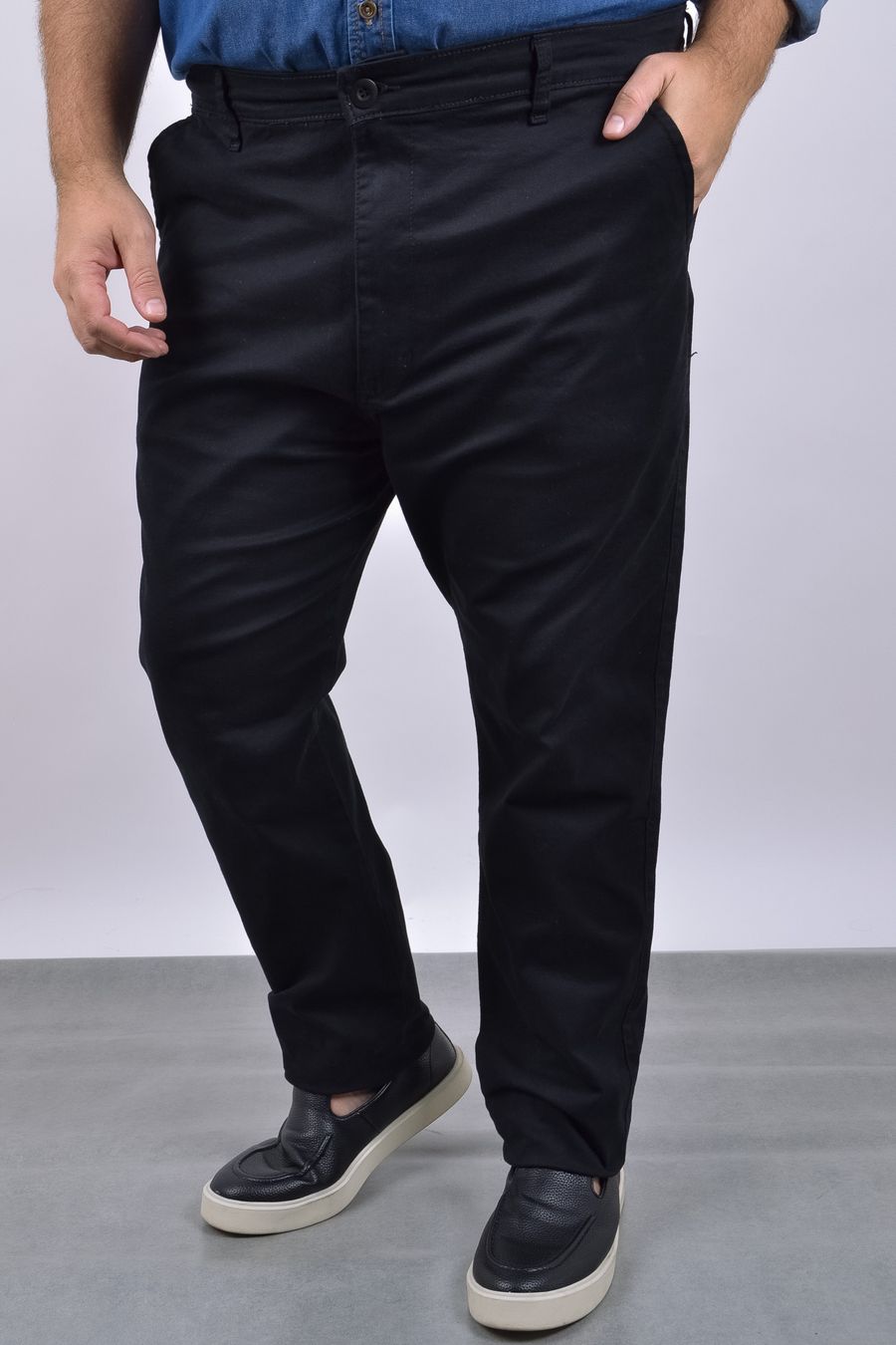 Calça sarja masculina confort esporte fino preto